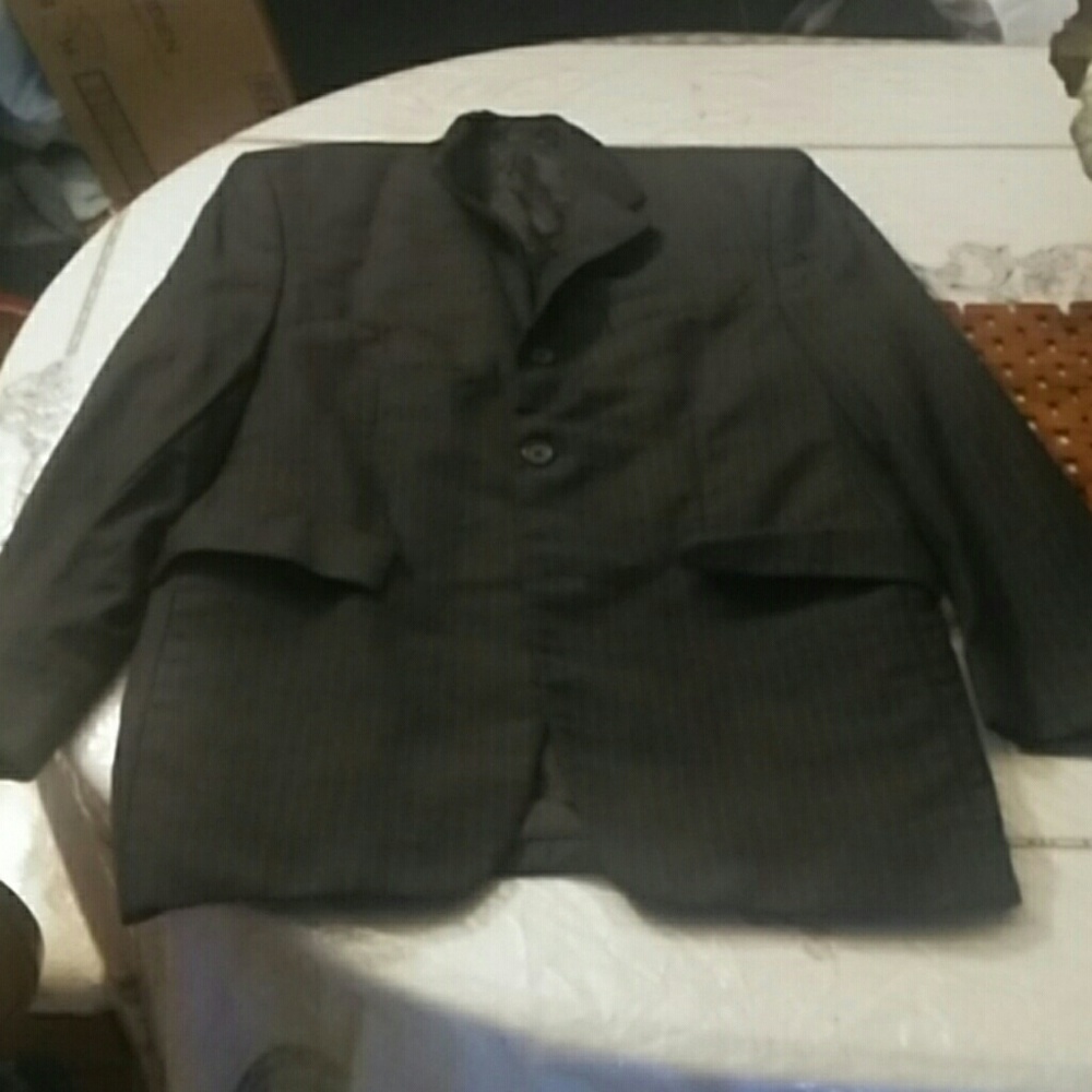 A black pinstripe wool blazer from Alfani
